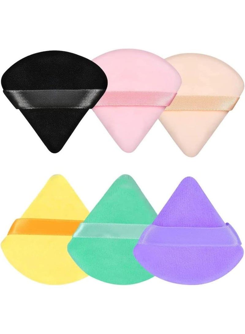 Beauty Triangle Powder Puff Sponges – Soft, Reusable Face Applicators for Foundation, Loose Powder & Touch-Ups-6Pcs - Image 1